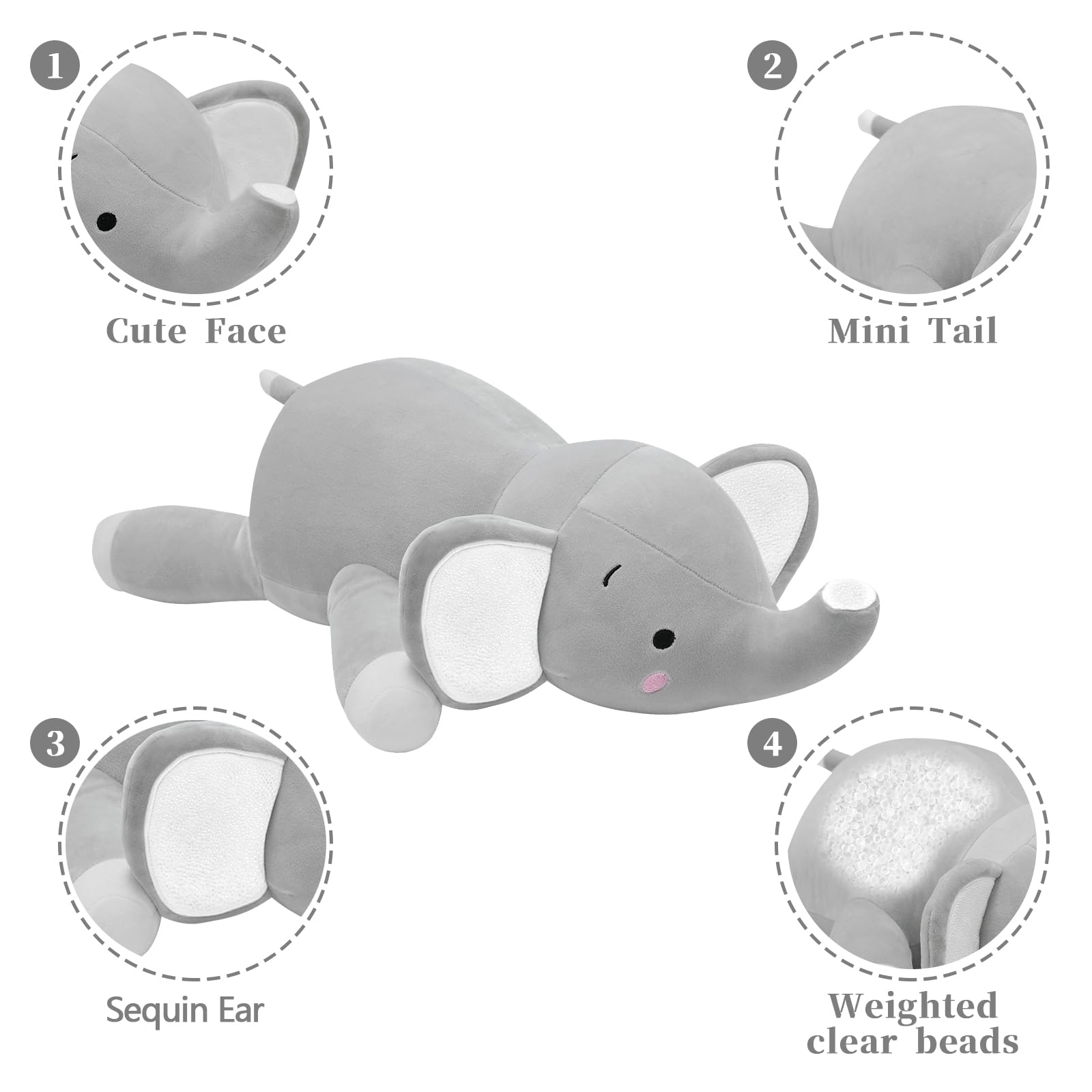CSVBTRF weighted elephant hugging pillow for calming moments