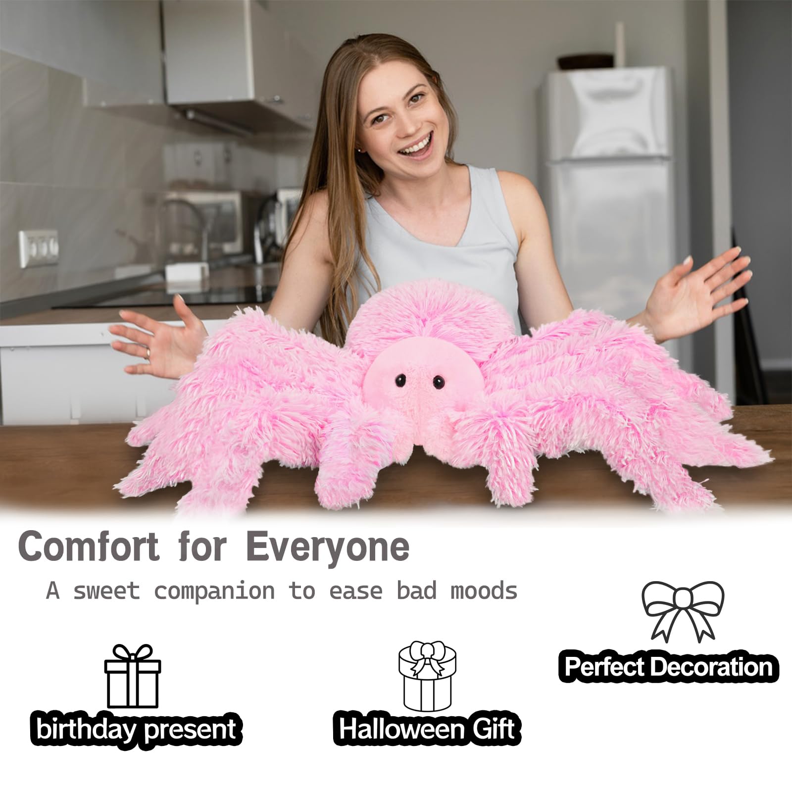 CSVBTRF spider plush soft pink fur invites cozy cuddling