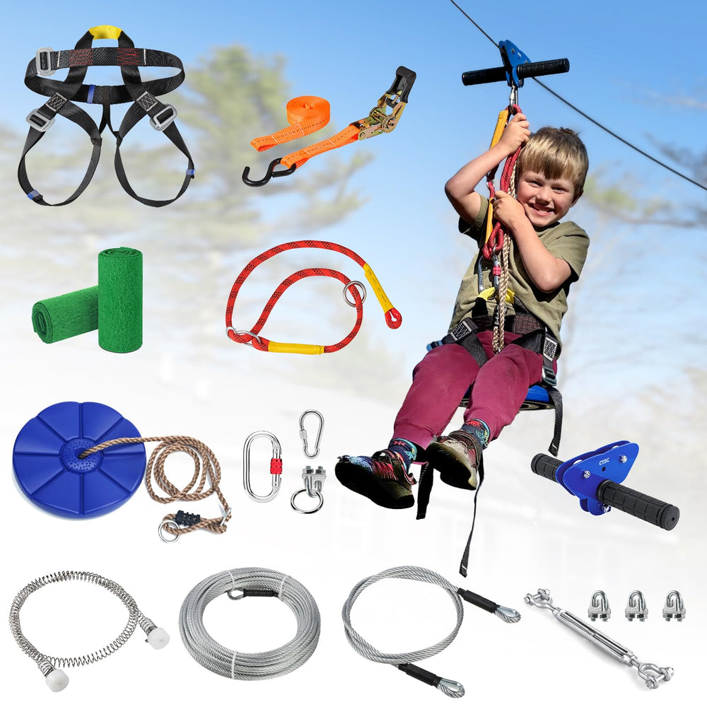 CTSC zipline harness and seat ready for safe backyard fun