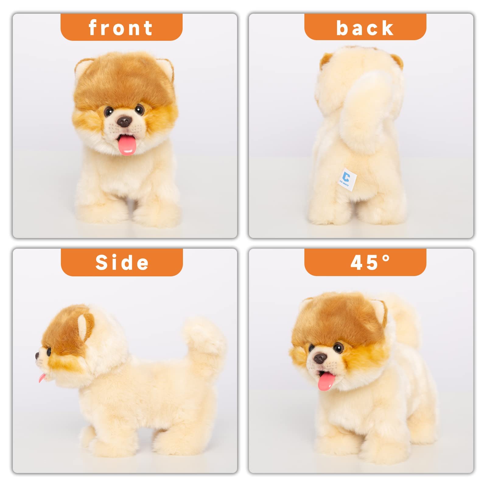 CU-MATE barking Pomeranian toy with wagging tail for fun reactions.