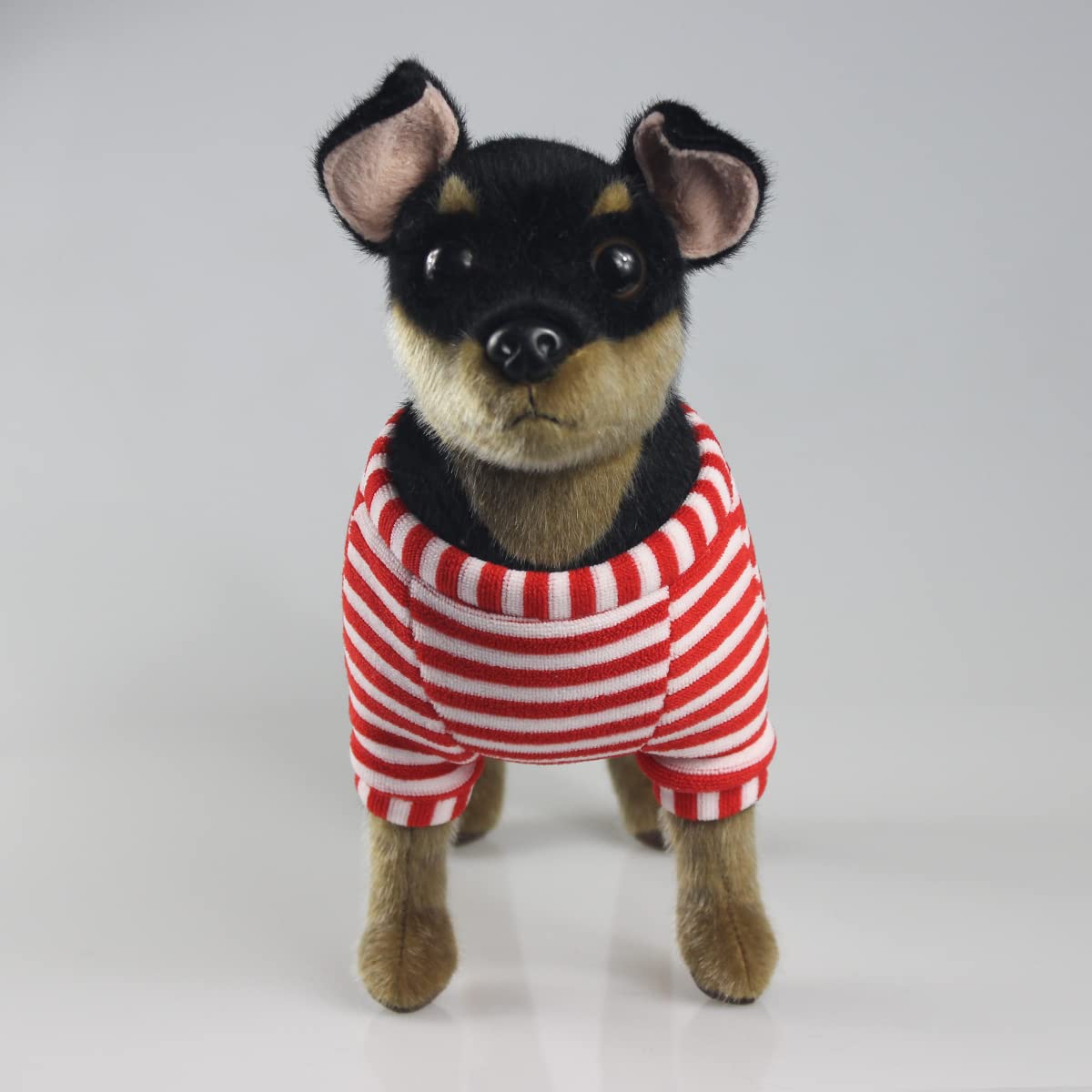 CU-MATE Doberman plush head closeup showing detailed facial features for realism.