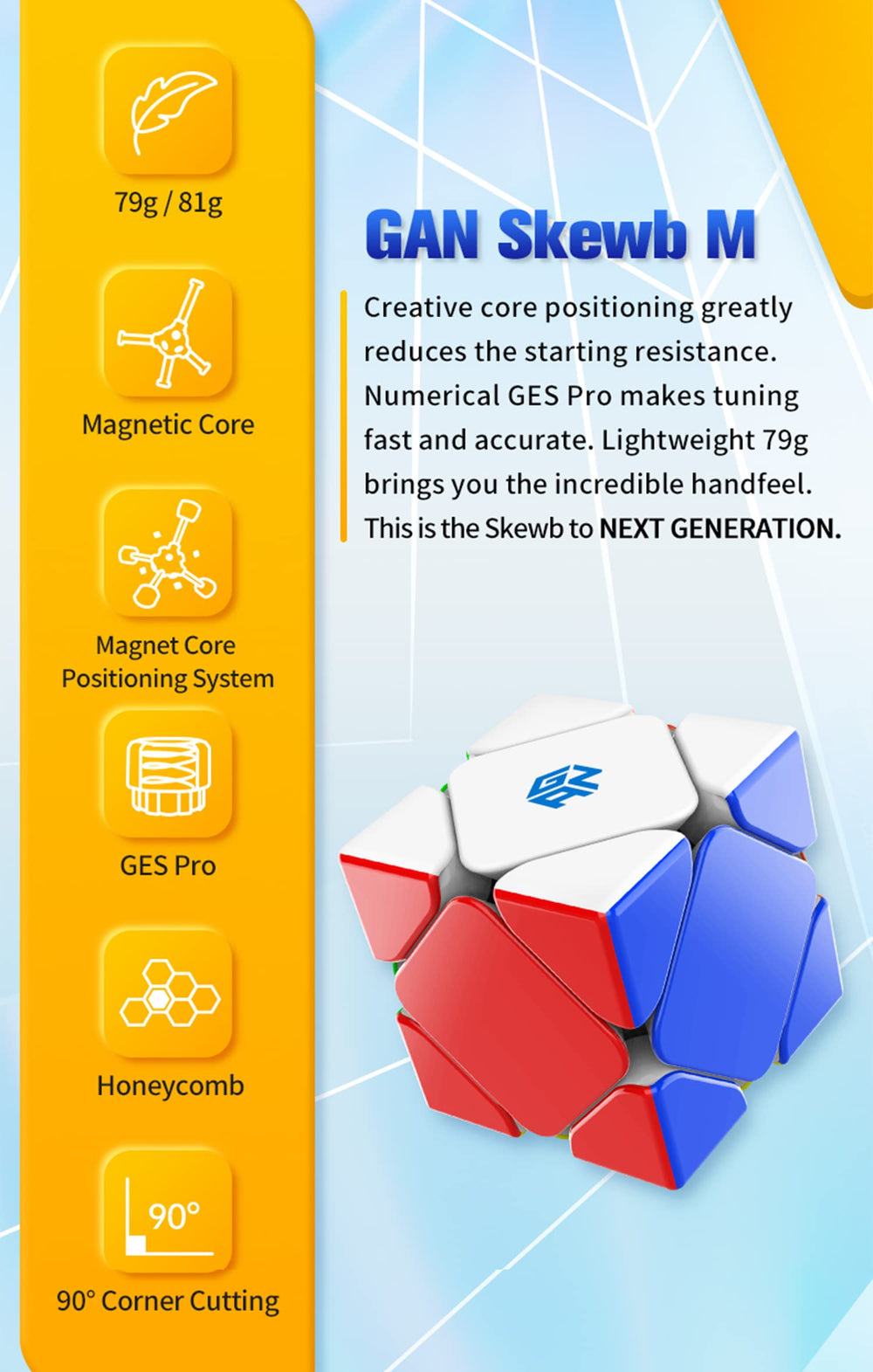CuberShop GAN Skewb with frosted finish for better grip during sessions.