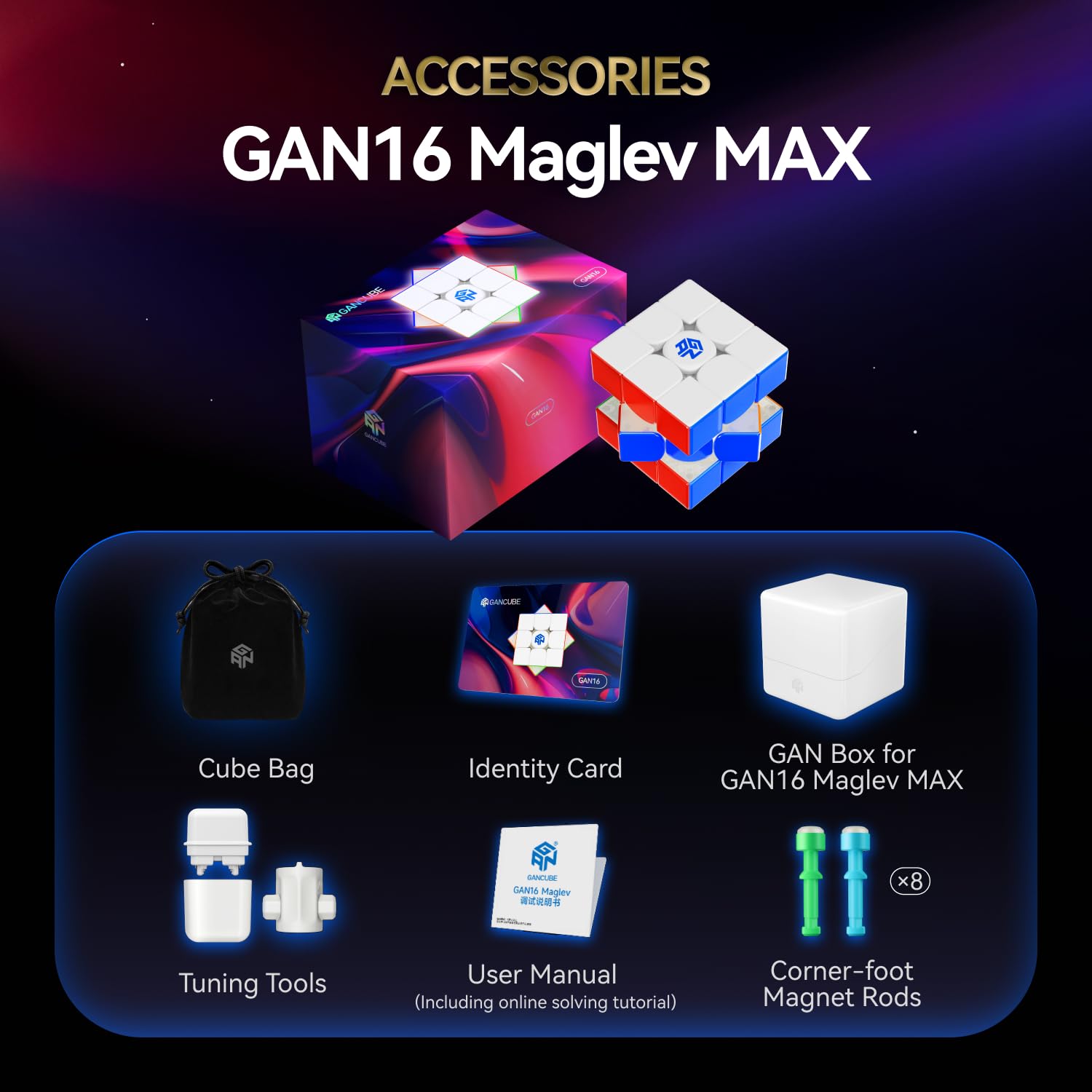 CuberShop GAN16 MagLev MAX UV-coated surface shown under bright lighting.