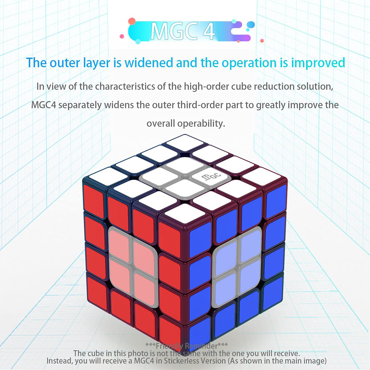 CuberShop YJ MGC 4x4 magnetic stickerless cube made of ABS plastic with skin-friendly finish.