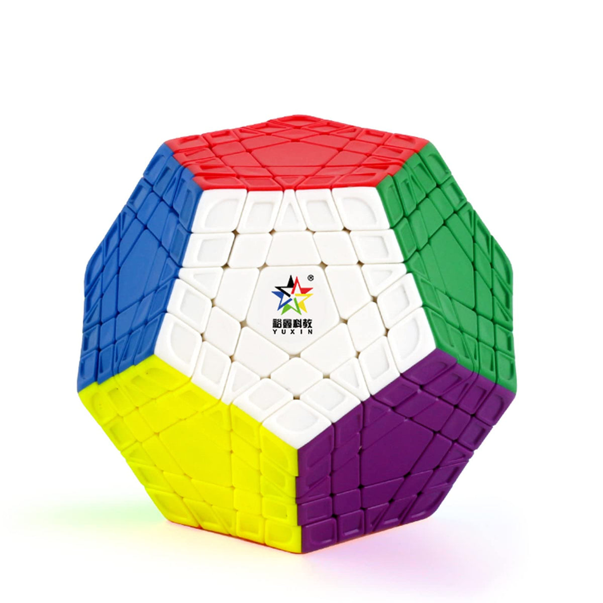 Cuberspeed YuXin Gigaminx stickerless front angle shows smooth turns for speed.