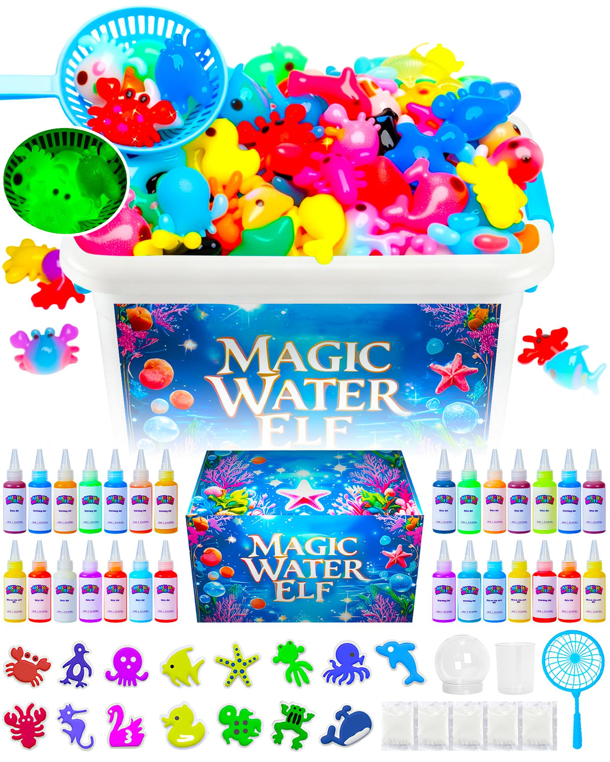 Cubetoou Magic Water Elf Kit packaging with gels and molds for creative play