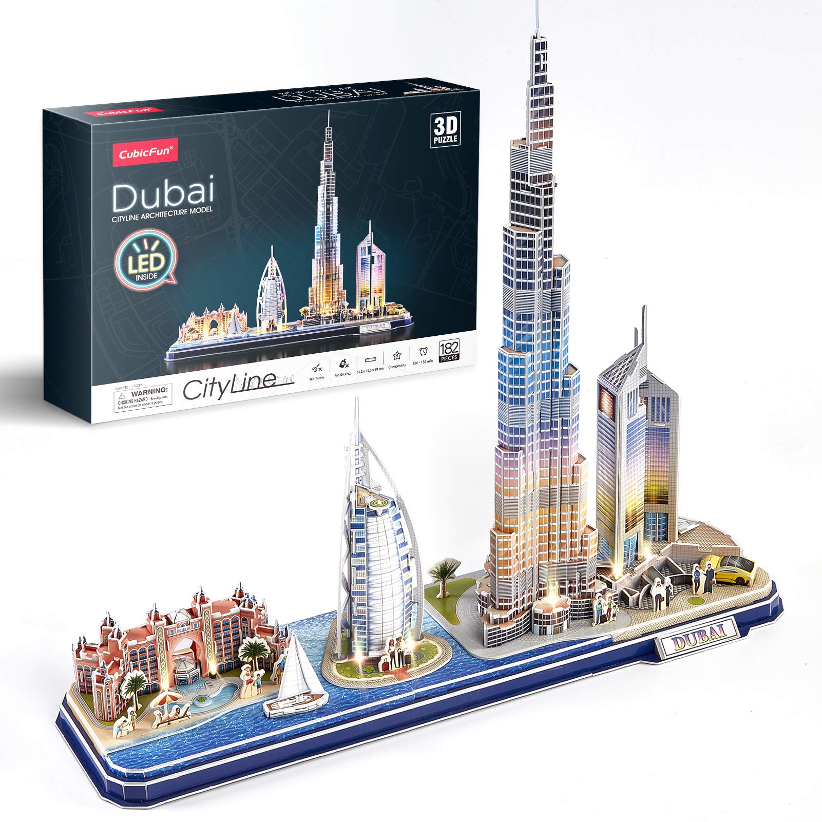 CubicFun Dubai Cityline Atlantis the Palm LED model for desk display