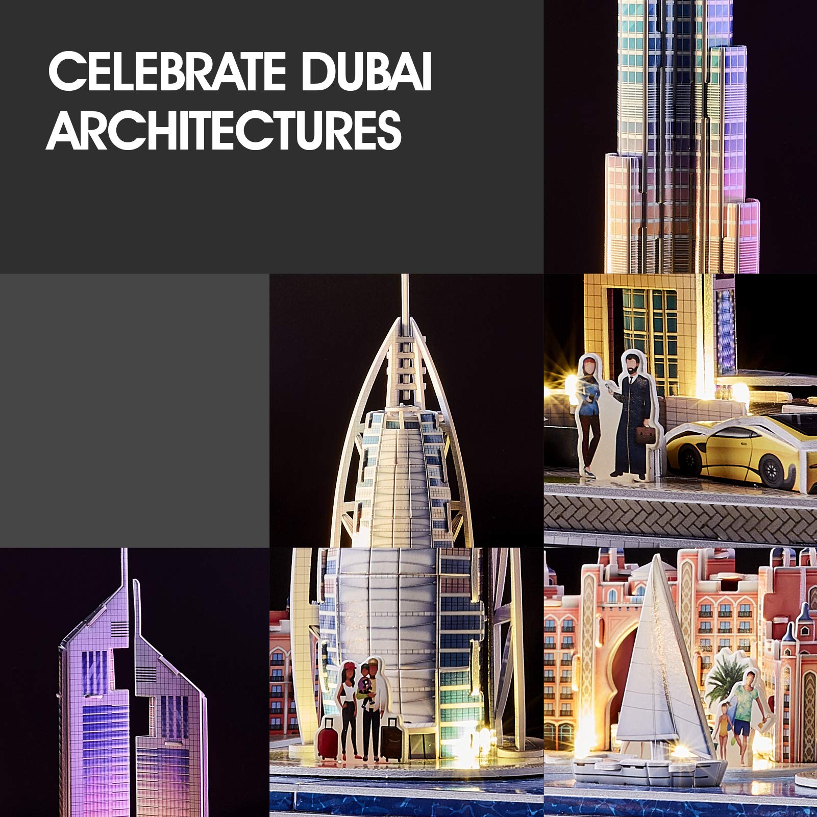 CubicFun Dubai Cityline Emirates Towers model with accurate color and scale