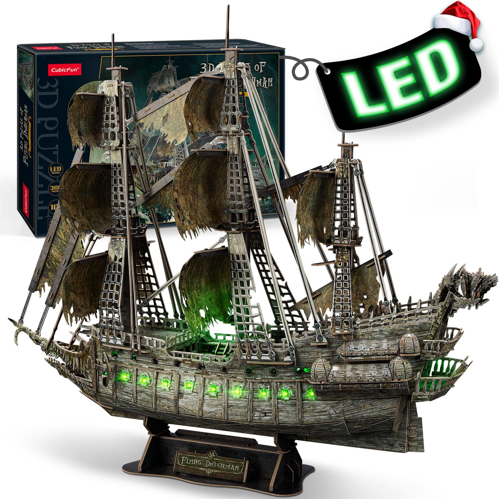 CubicFun Flying Dutchman puzzle assembly showcases intricate cannons for a dramatic desk display.