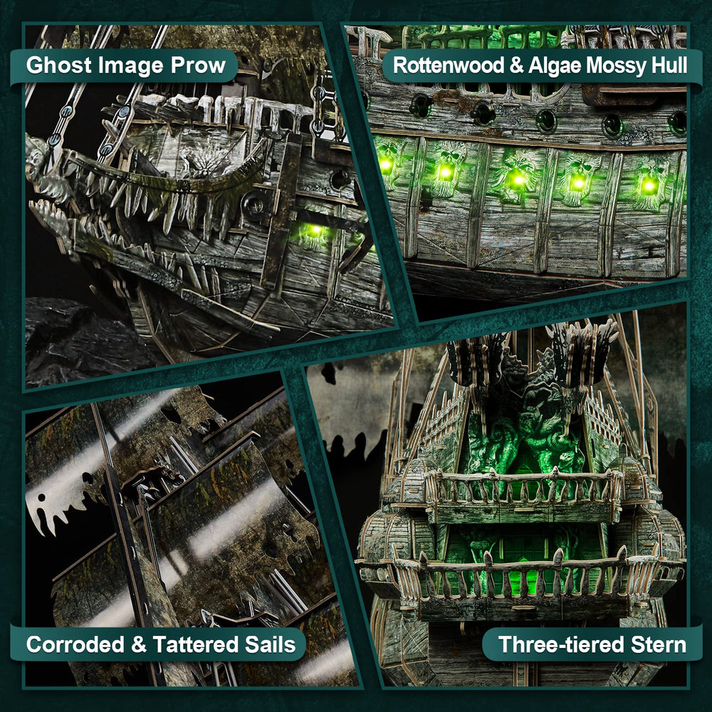 CubicFun Flying Dutchman puzzle detail sails enhances eerie realism for home decor.
