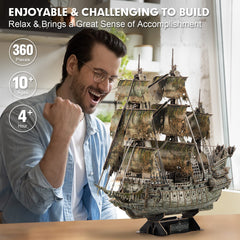 CubicFun Flying Dutchman puzzle ghost bow detail adds haunting charm for shelves.