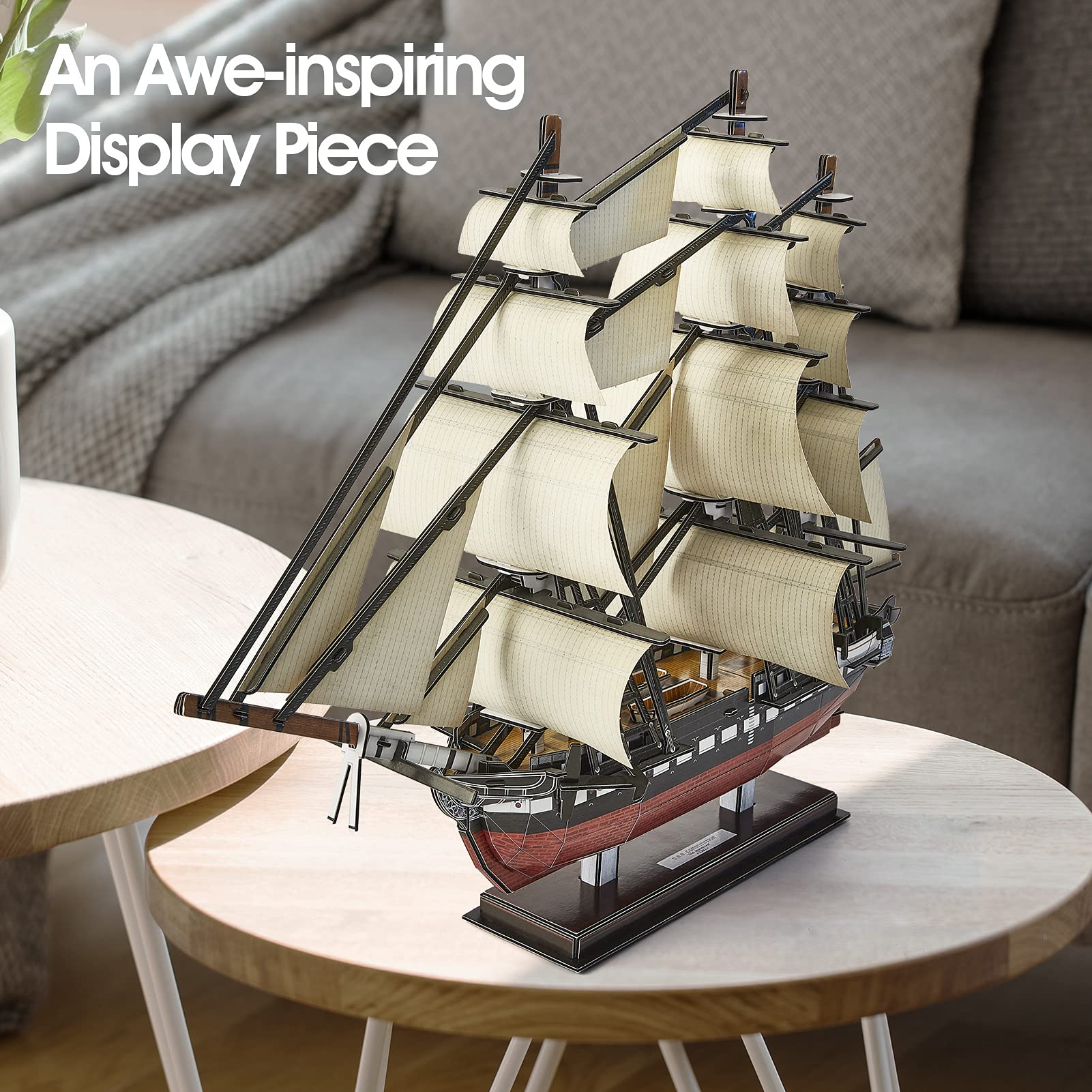 CubicFun mast and sails show intricate detail in progress.