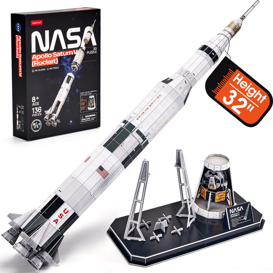 CubicFun NASA Saturn V 3D puzzle assembly guide as a towering space model for enthusiasts