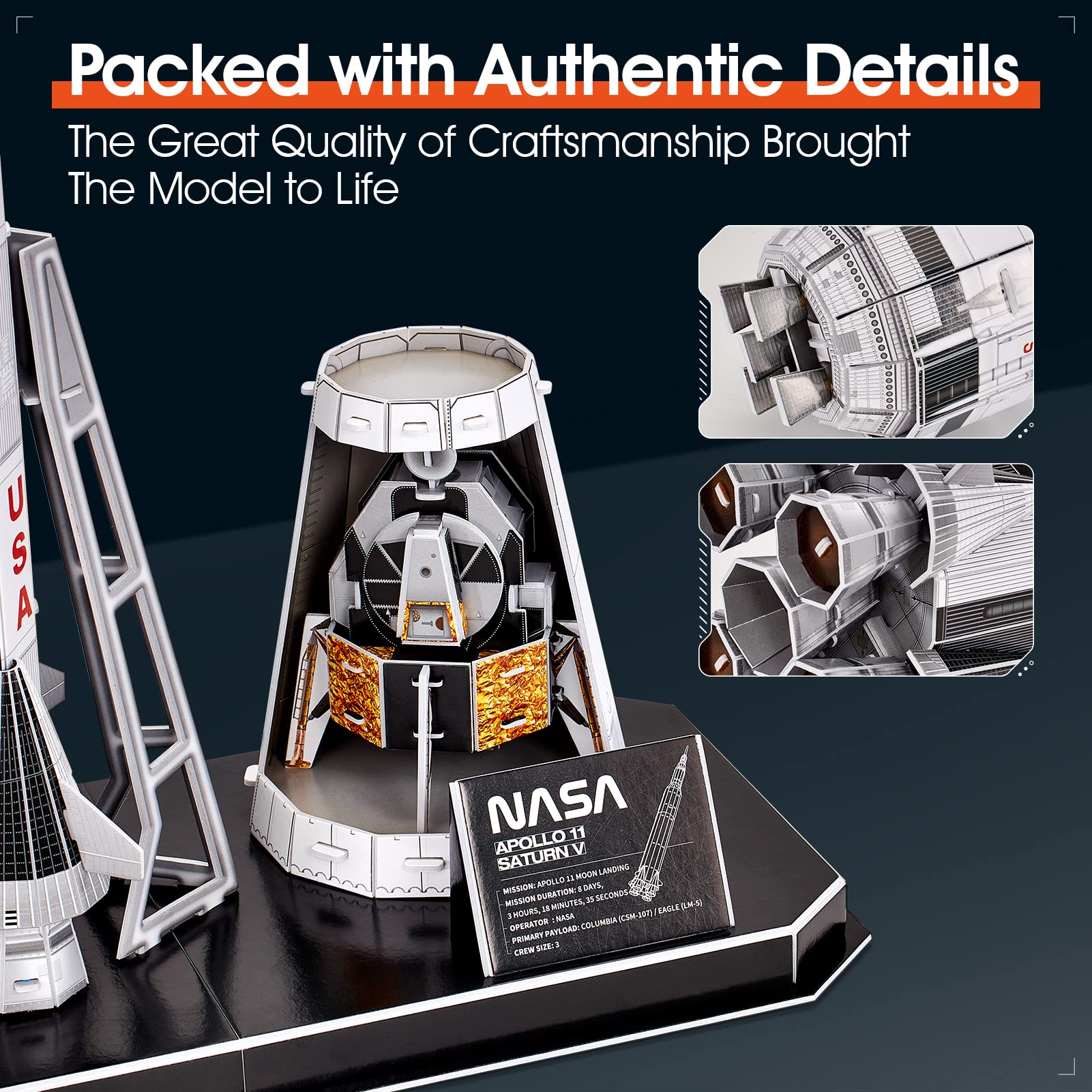 CubicFun foam board Saturn V model emphasizing safe material and handling