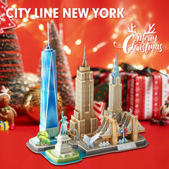 CubicFun New York Cityline Chrysler Building puzzle piece detail enhances realism.