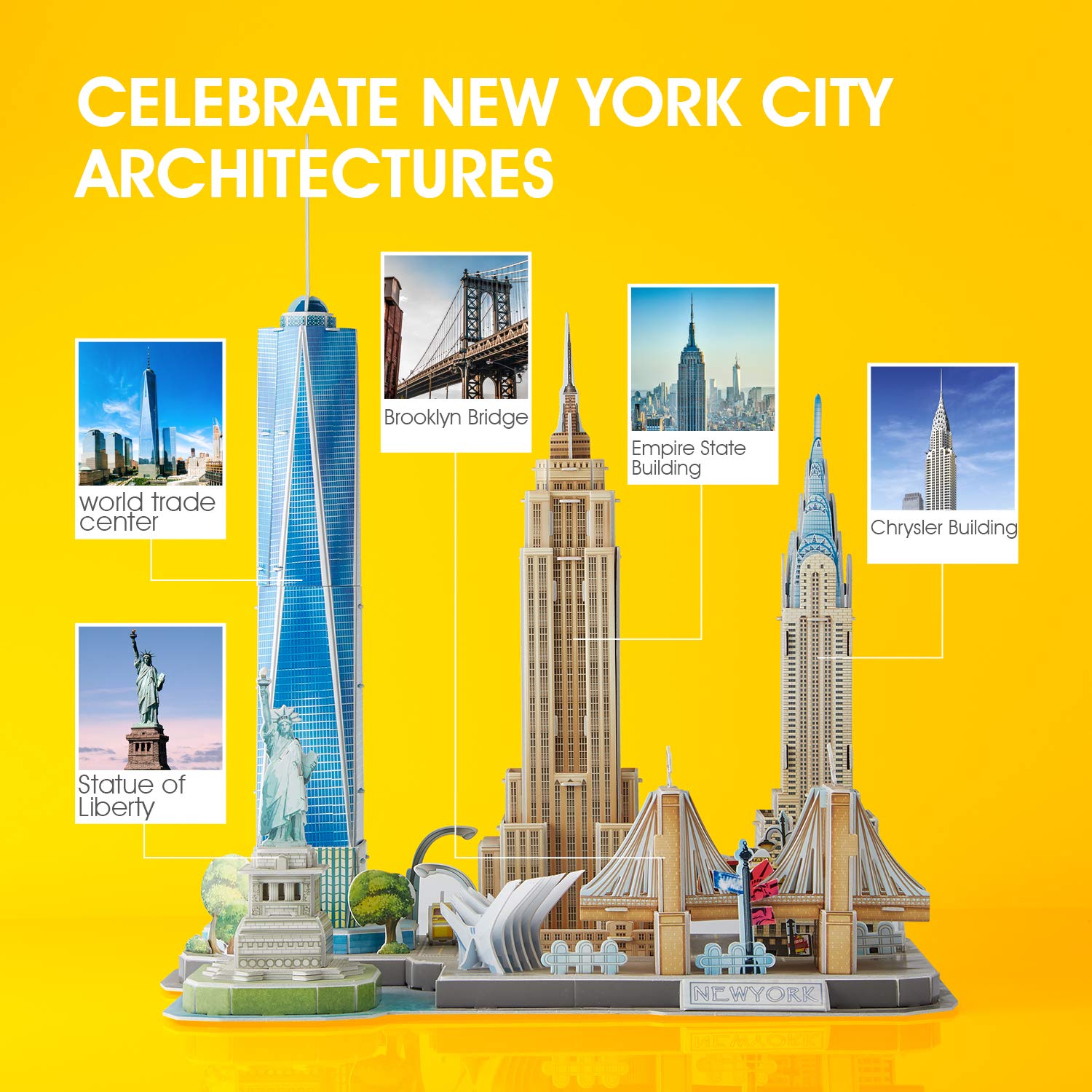 CubicFun New York Cityline Statue of Liberty centerpiece for learning and play.
