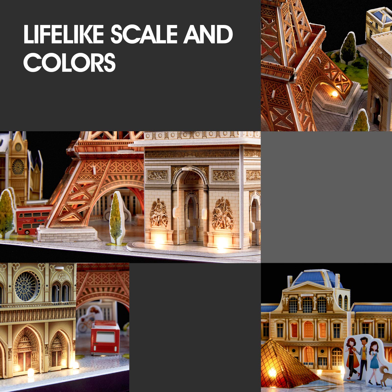 CubicFun Paris Cityline Arc de Triomphe image demonstrates precise building for desktop decor