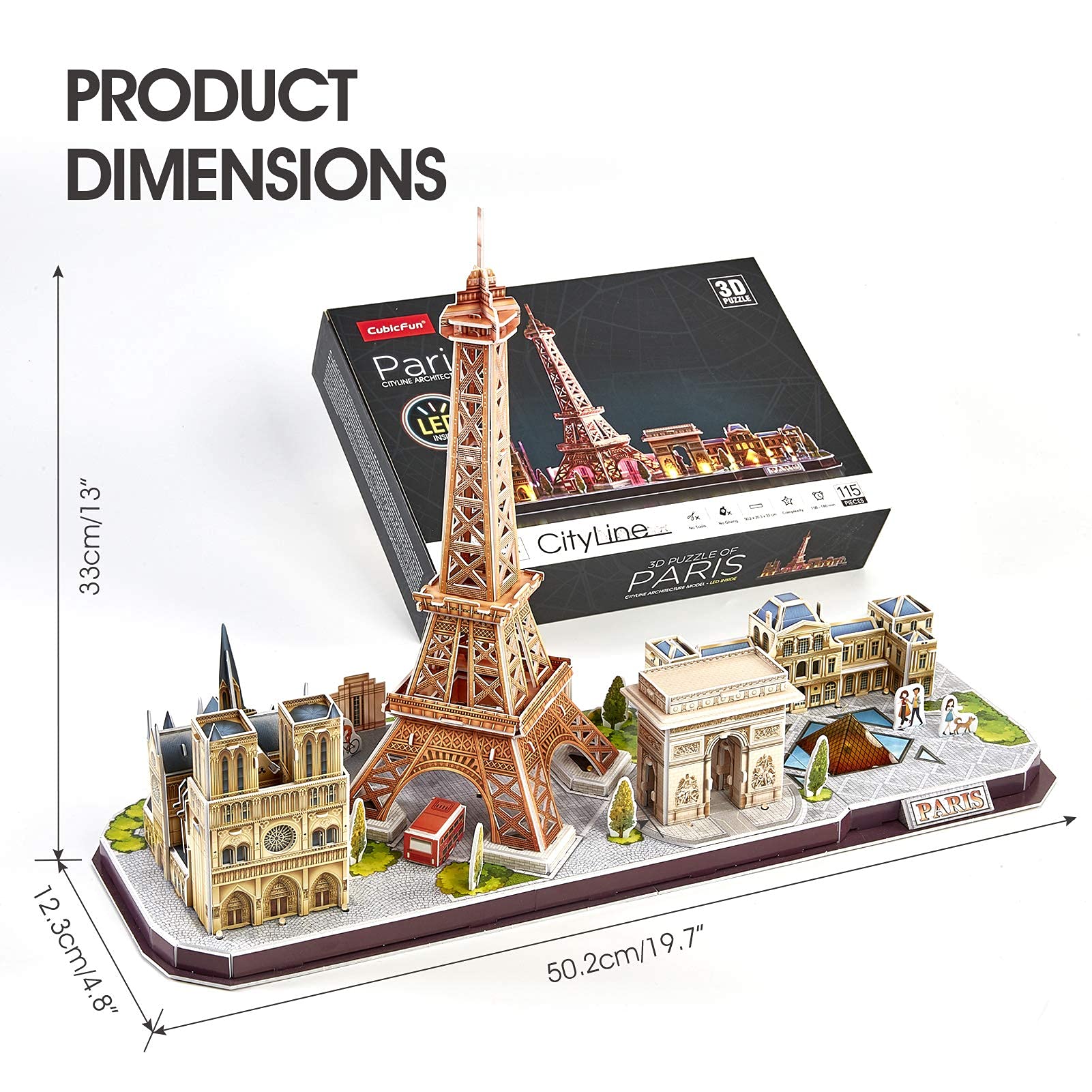 CubicFun Paris Cityline night view image with illuminated landmarks and subtle glow