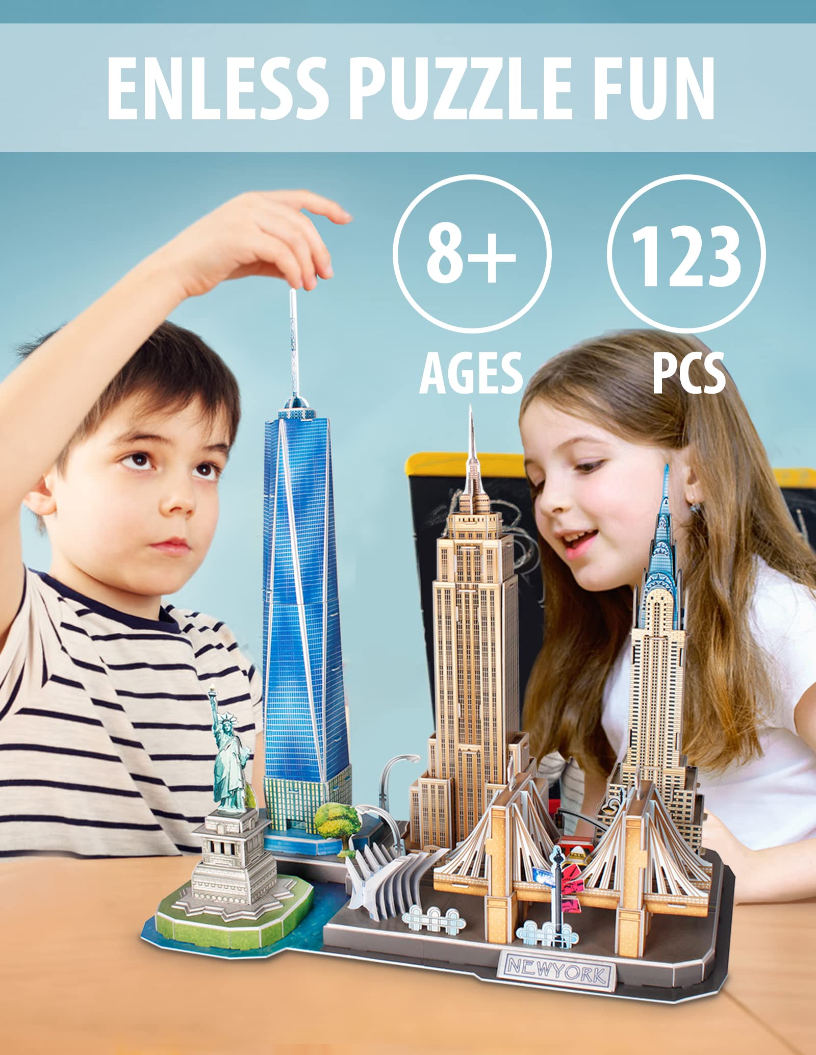 CubicFun Statue of Liberty puzzle piece supports learning iconic design.