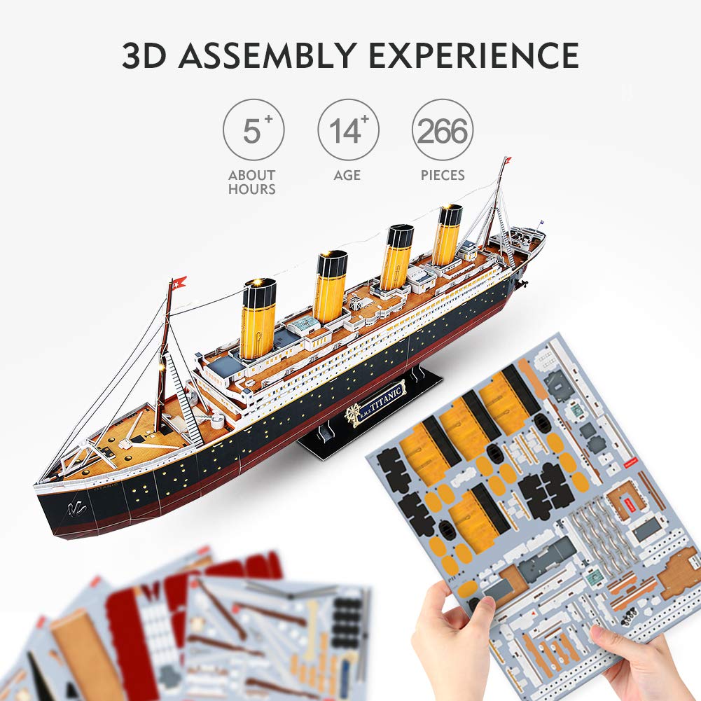 CubicFun Titanic model dimensions with large display footprint.