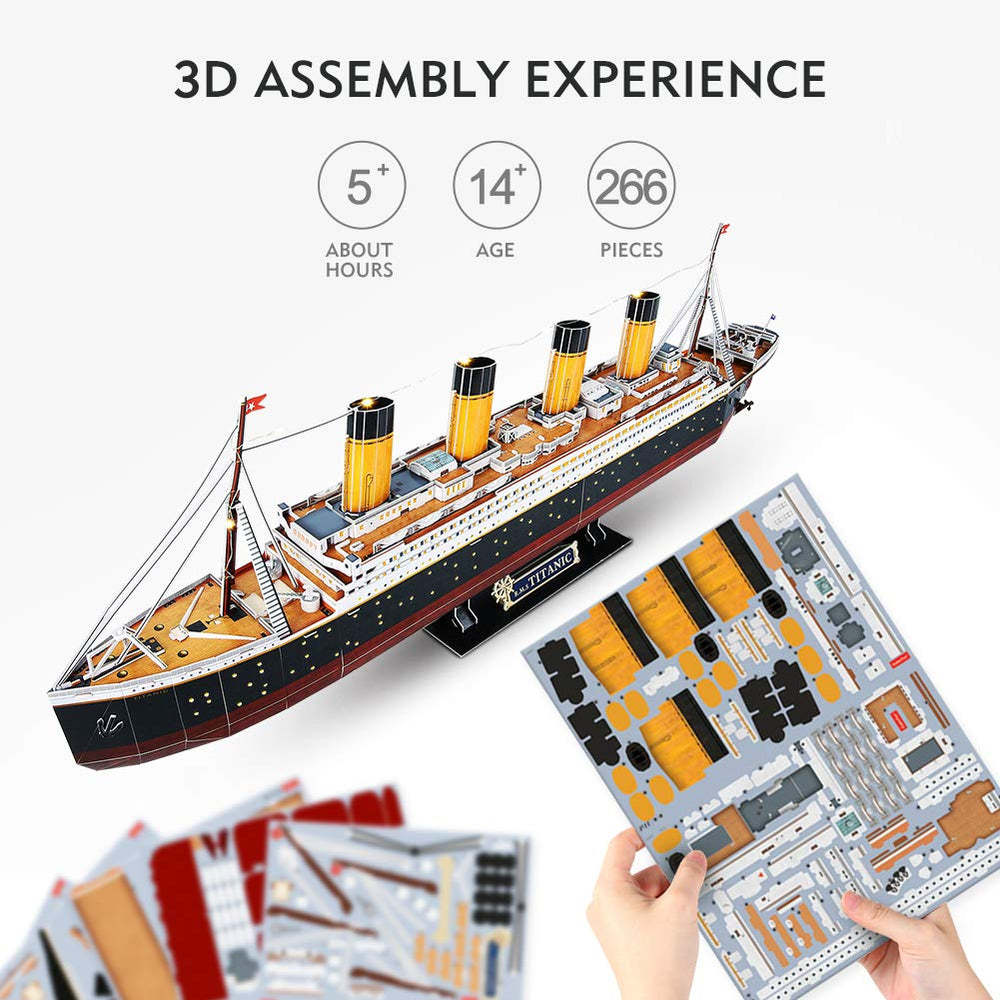 CubicFun Titanic model dimensions with large display footprint.
