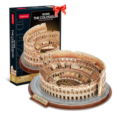 CubicFun Colosseum 3D puzzle front view shows a detailed Rome landmark for family fun.