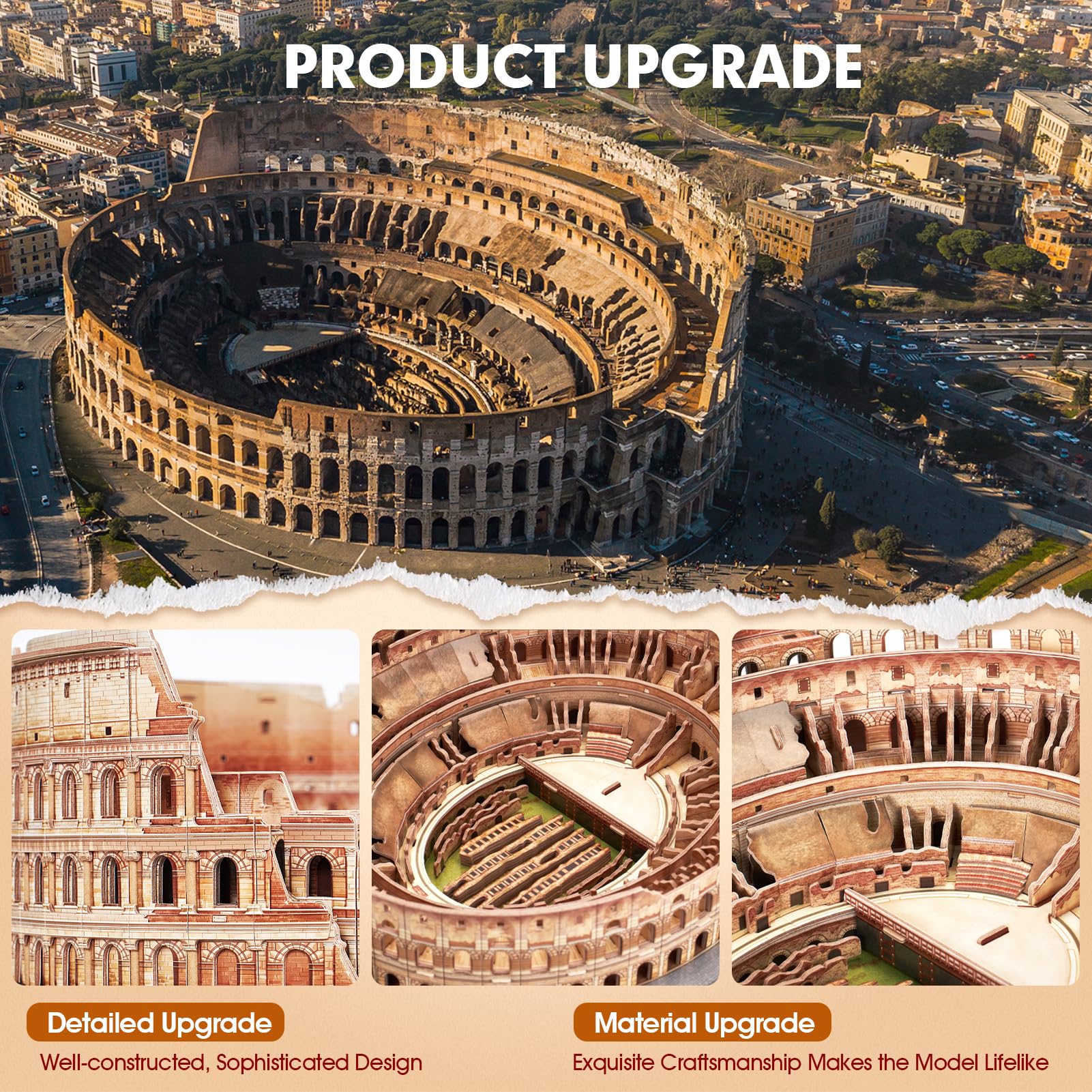CubicFun Colosseum detailed facade close-up highlights authentic textures and craftsmanship.