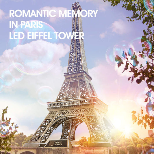 CubicFun 3D puzzle reveals Eiffel Tower details with geometric precision.