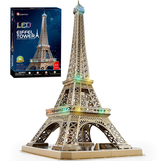 CubicFun Eiffel Tower LED-lit puzzle glows warmly for cozy nights.