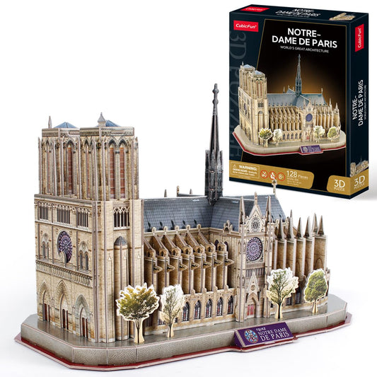 CubicFun Notre Dame 3D puzzle assembly for elegant desk display