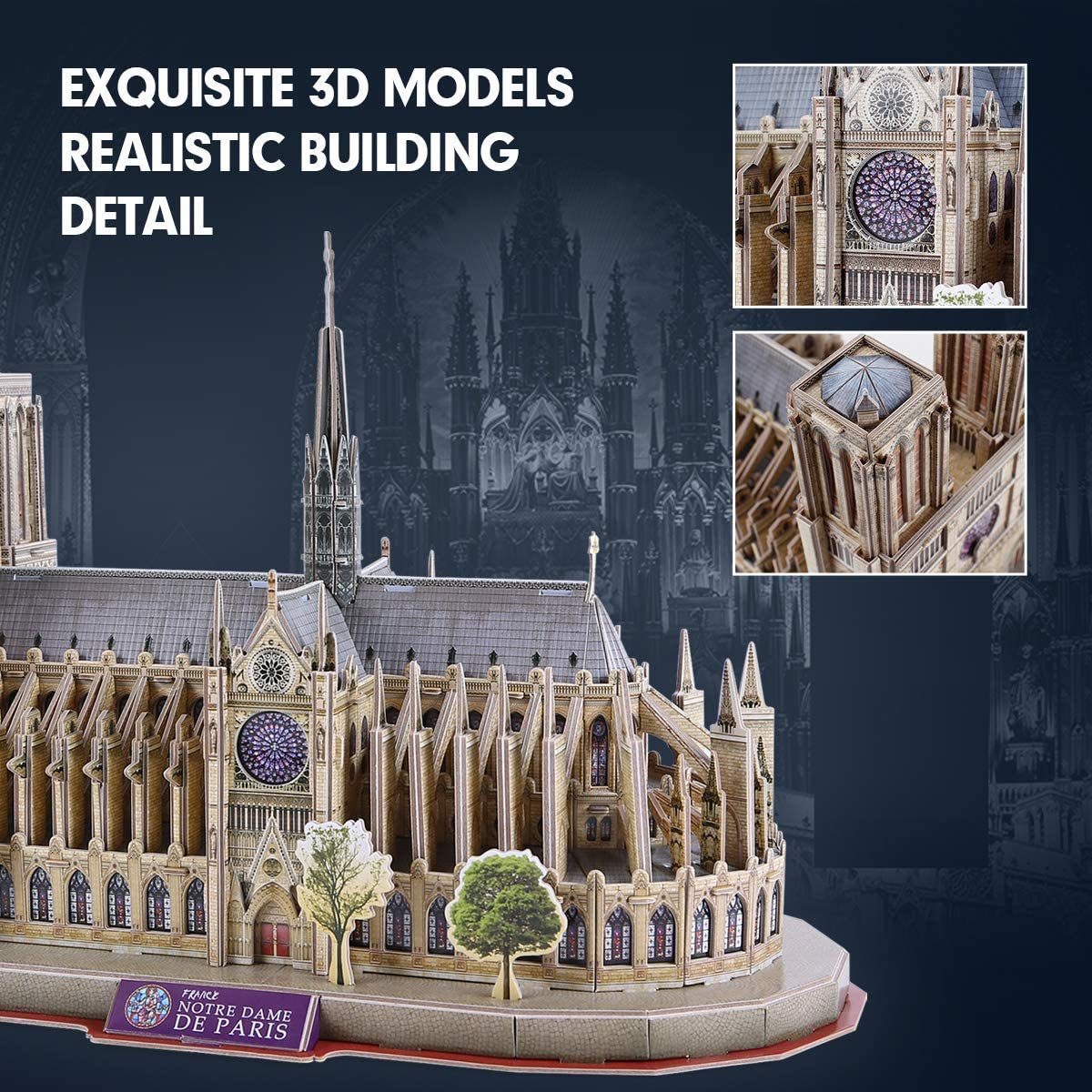 CubicFun Notre Dame puzzle pieces laid out for assembly