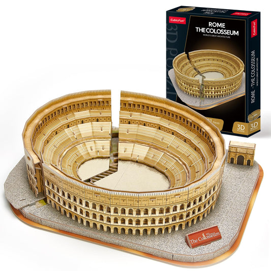 CubicFun Rome Colosseum 3D puzzle pieces laid out for easy planning and assembly