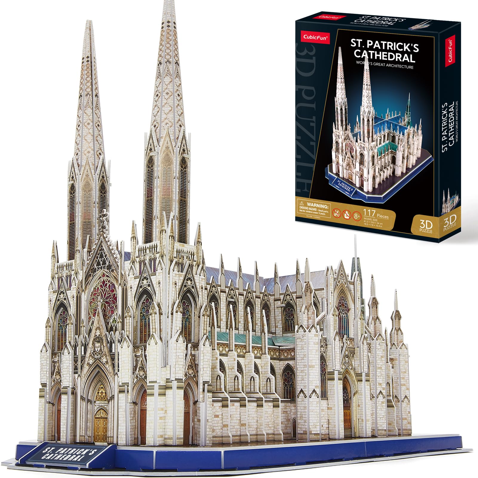 CubicFun St. Patrick's Cathedral model for architecture enthusiasts during assembly.