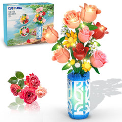 CUBIMANA 14-flower bouquet kit in a block-built vase for a vibrant display