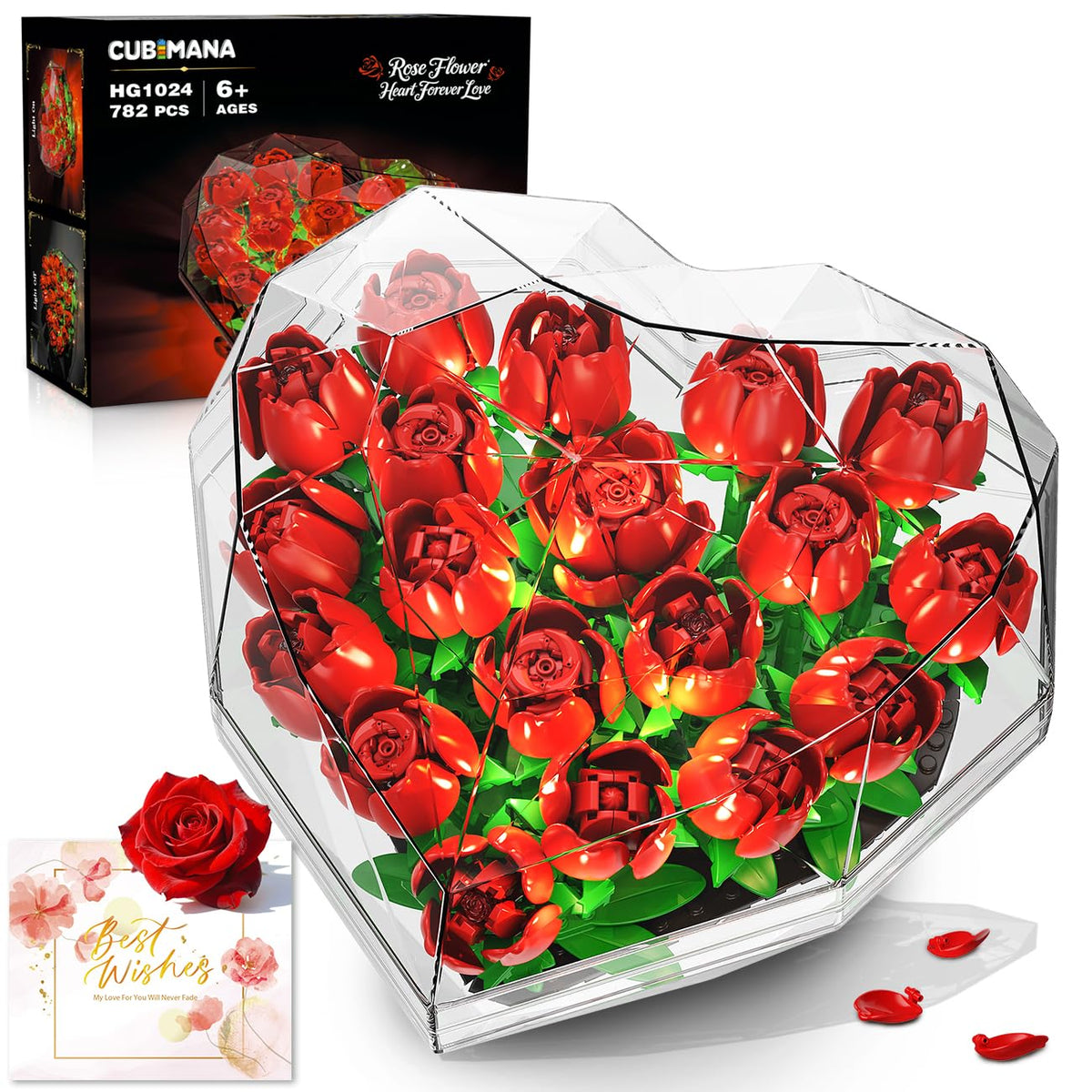 CUBIMANA 19-rose LED heart bouquet display elevates romantic home décor