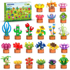 CUBIMANA 24-pack flowers succulent blocks for kids assembling a vibrant garden scene for hands-on play
