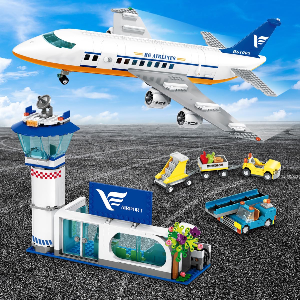 CUBIMANA baggage-trucks accompany the plane for realistic cargo handling scenarios.