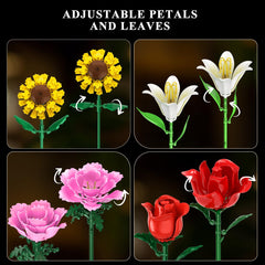 CUBIMANA camellia bouquet building set features detailed petals and leaves