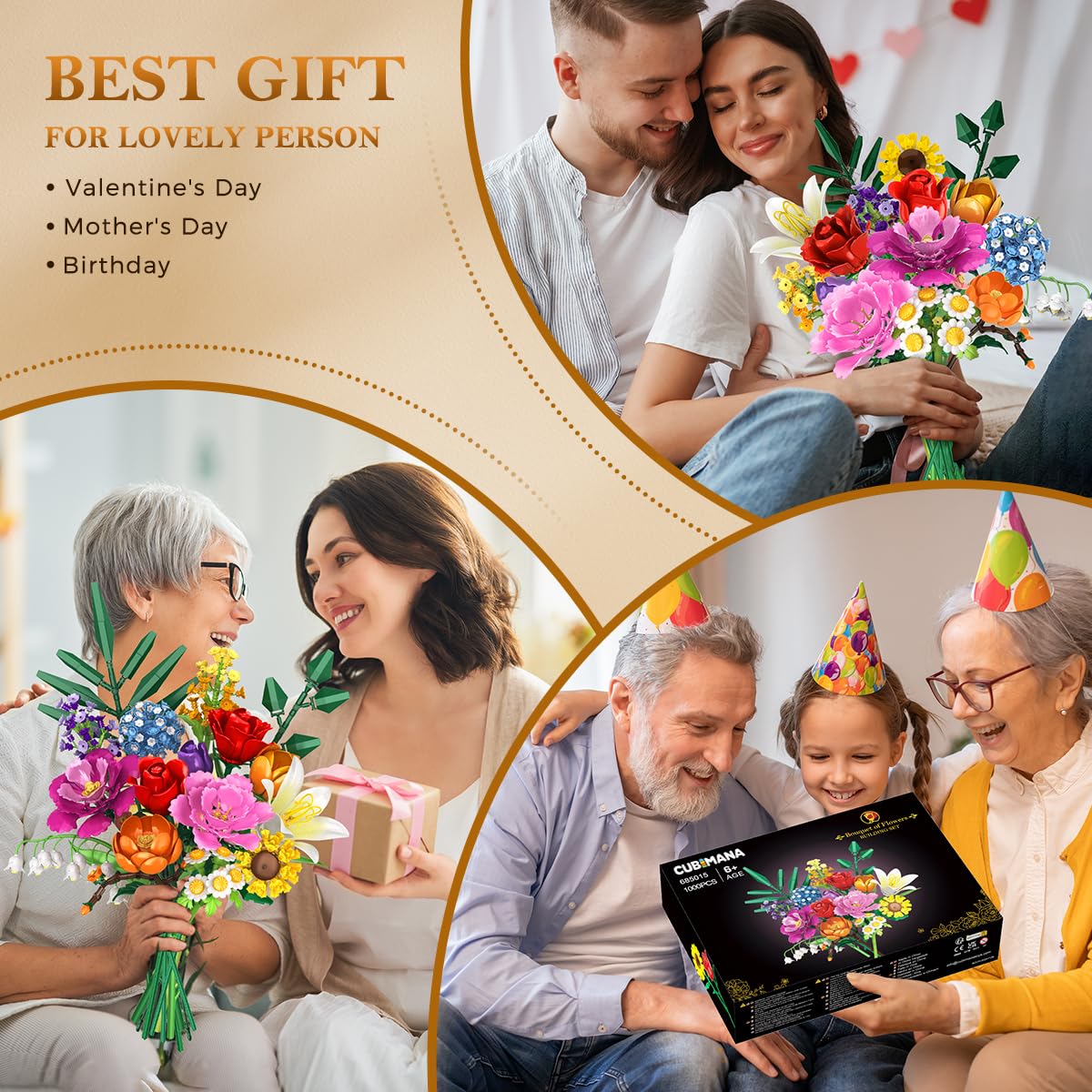 CUBIMANA carnation bouquet building set for vibrant, mixed-flower displays