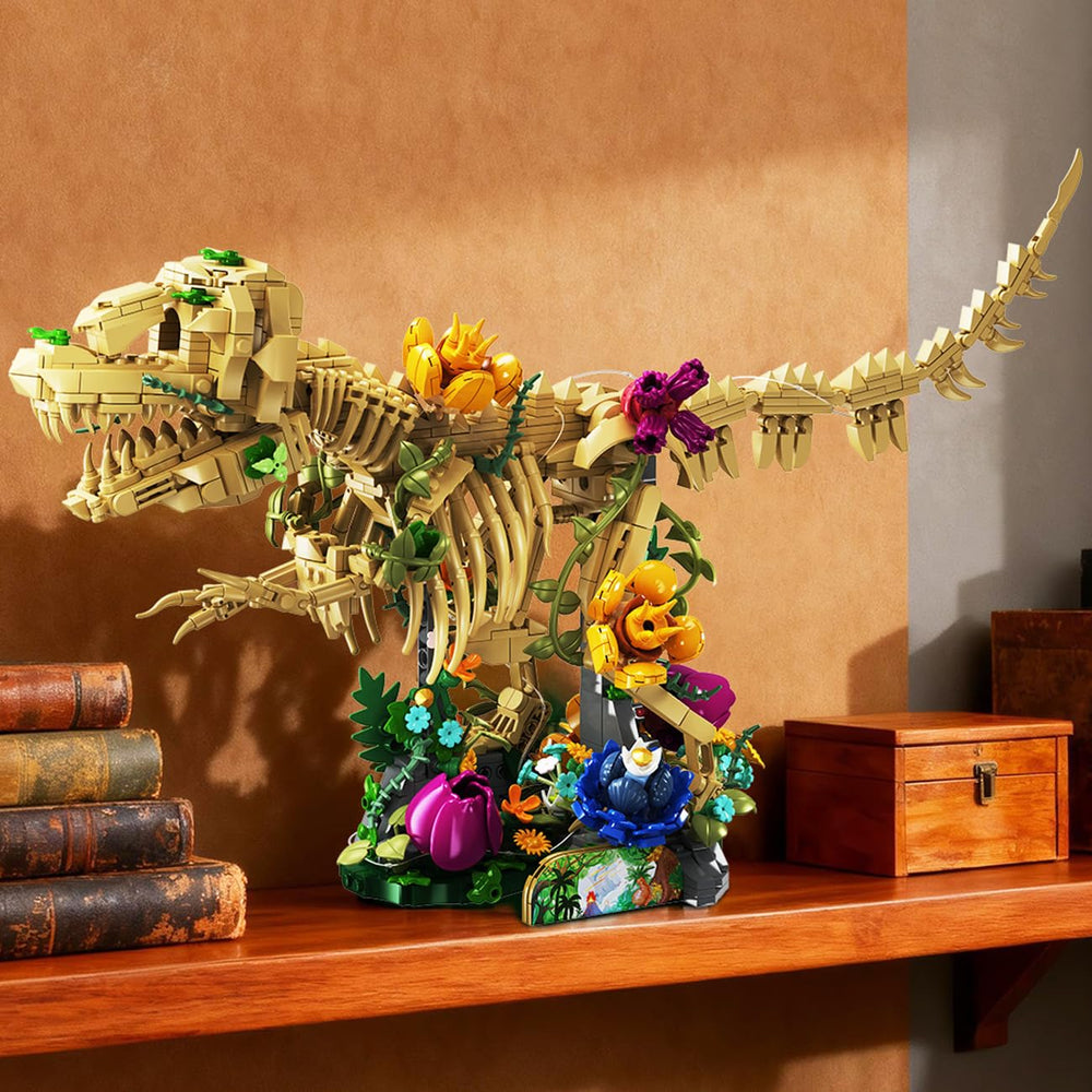 CUBIMANA dino skeleton with vines showing greenery around bones