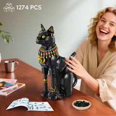 CUBIMANA Egyptian cat sculpture on desk offers elegant, conversation-starting decor.