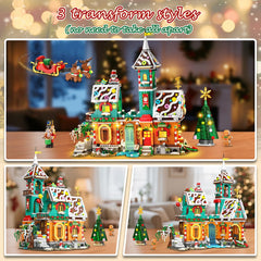 CUBIMANA gingerbread castle in transition showing quick-swap design for creative play.