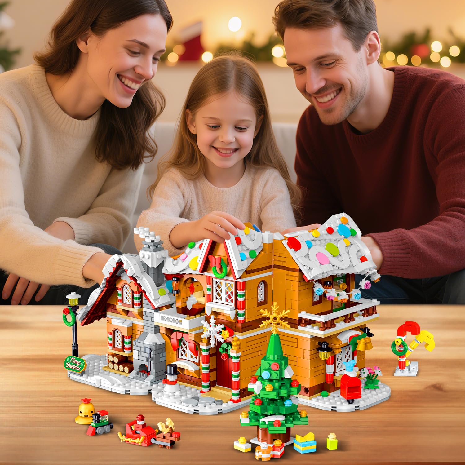 CUBIMANA gingerbread house lights create warm ambience for gatherings