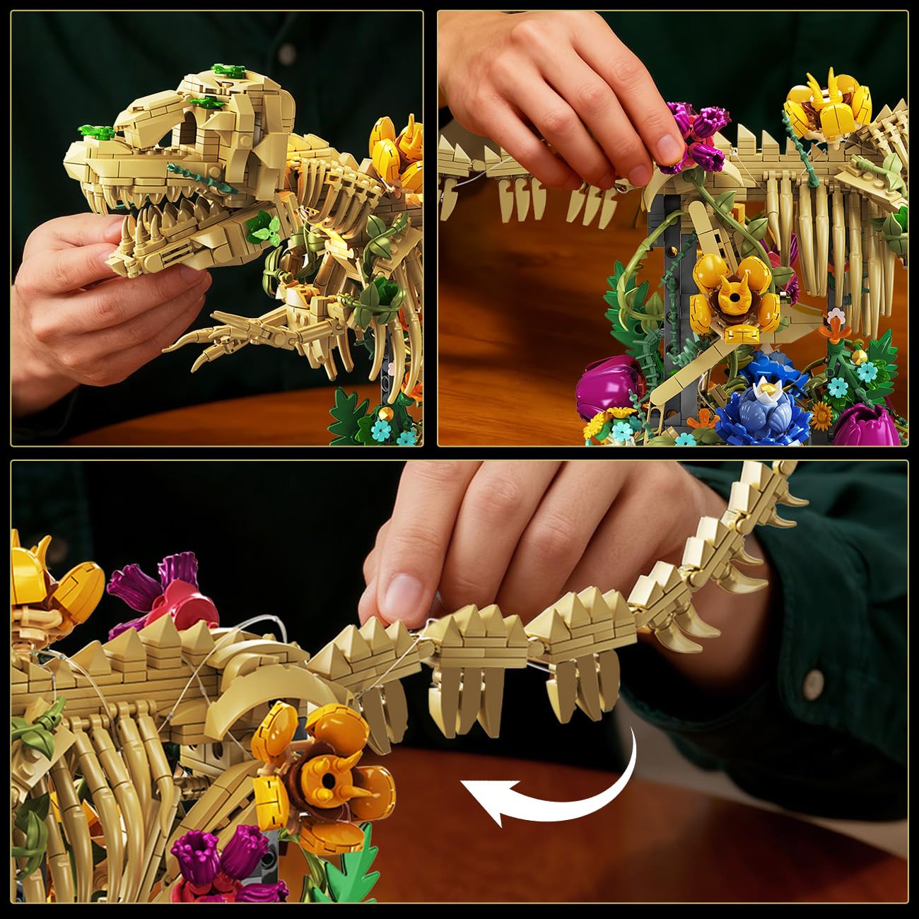 CUBIMANA home decor centerpiece featuring tan skeleton and blossoms