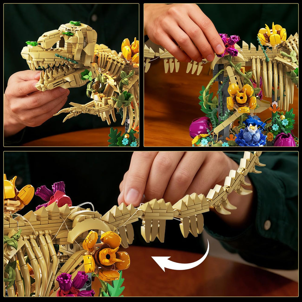 CUBIMANA home decor centerpiece featuring tan skeleton and blossoms