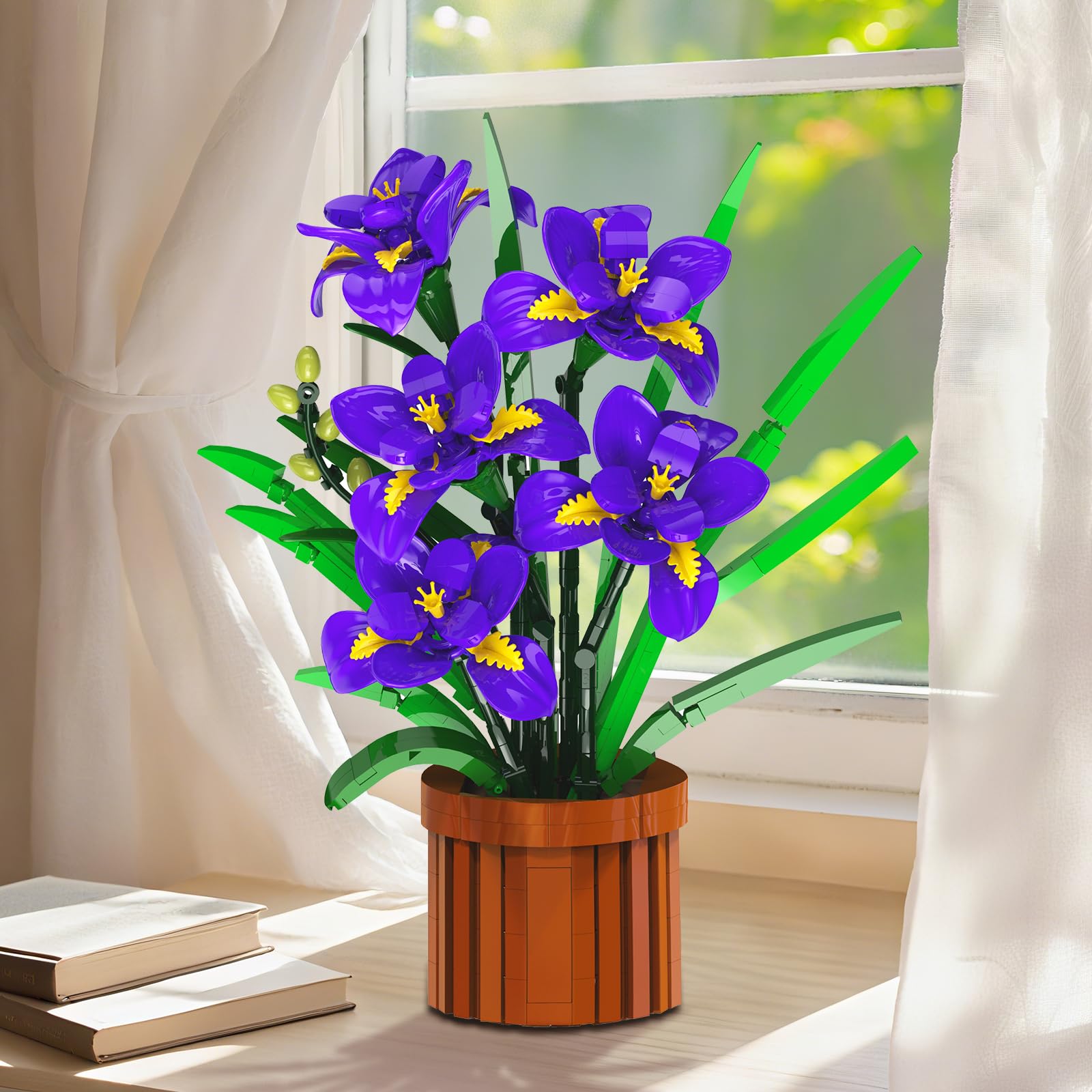 CUBIMANA iris petals and leaves detail highlights lifelike craftsmanship