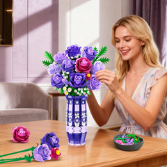 CUBIMANA LED light strip enhances the purple roses with soft illumination.