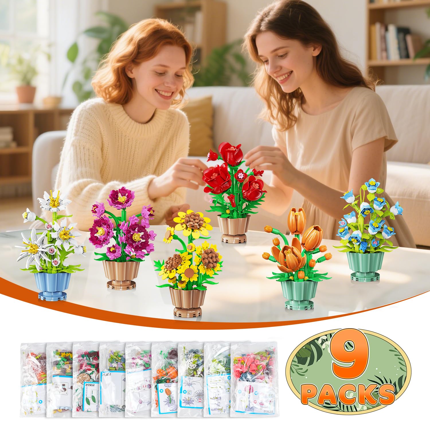 CUBIMANA lily-of-the-valley mini flower block set offers delicate charm for any room.