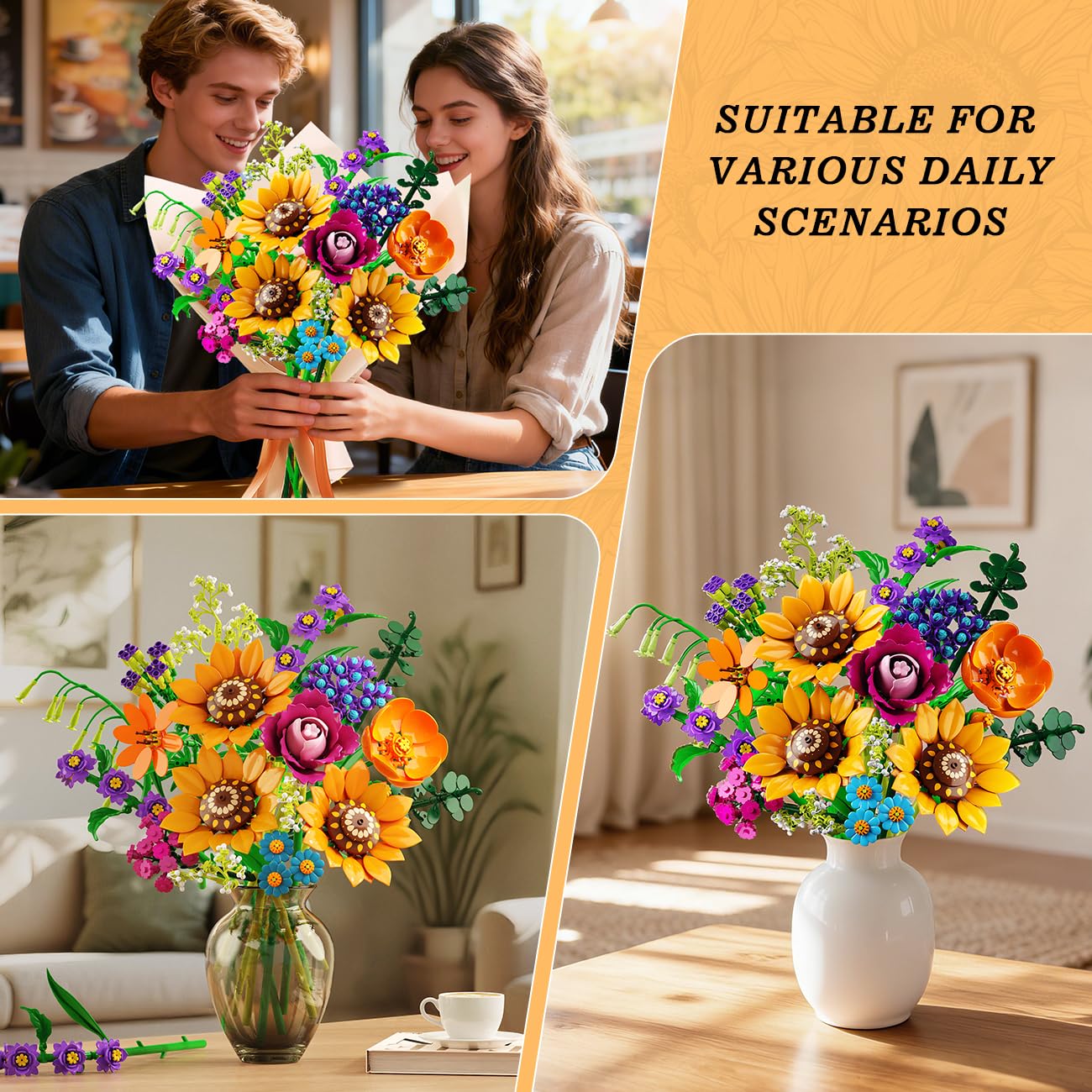 CUBIMANA Soft LED lights woven through blooms add ambience without extra care.