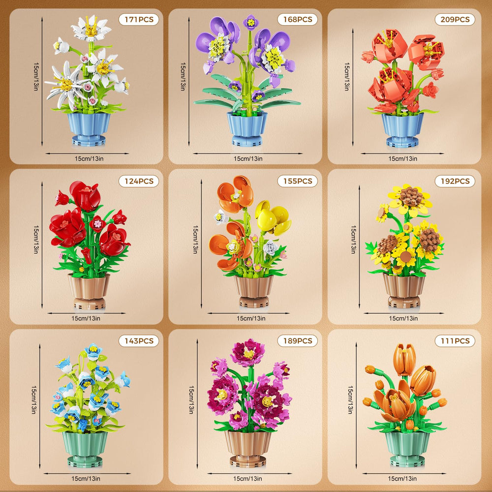 CUBIMANA poppy mini flower block set captures vibrant color year-round.